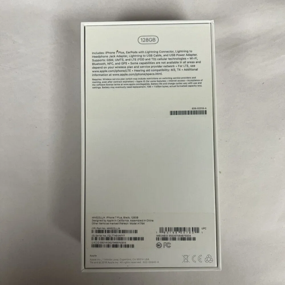 Apple iPhone 7 Plus Empty Original Retail Box 32GB - EMPTY BLACK - BOX ONLY